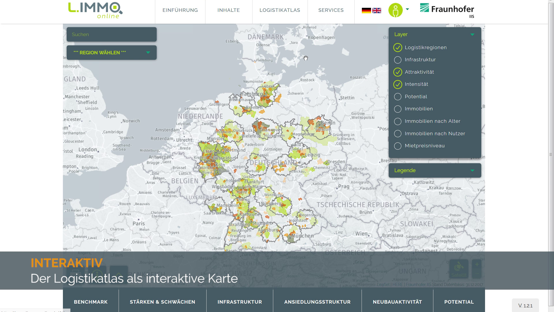 L.Immo online Screenshot vom Logistikatlas